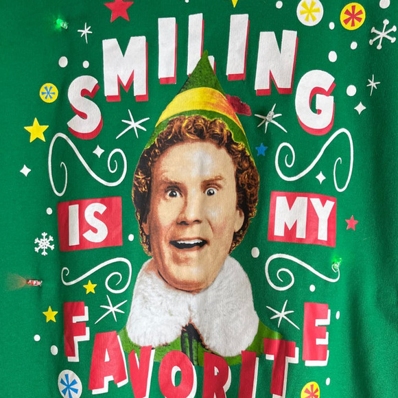 Buddy The Elf Smiling Is My Favorite Green Sweatshirt Will Ferrell Oversized - Picture 4 of 4